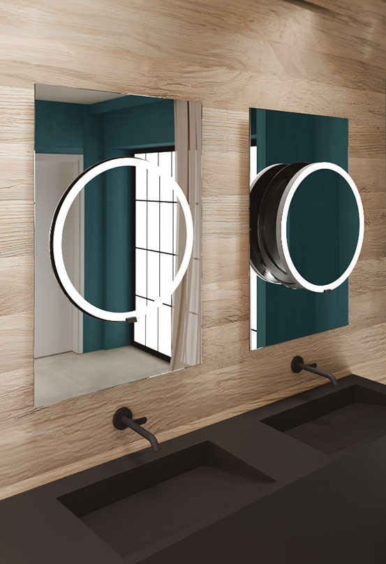 miior-loft-dot-miroir-coulissant-led-rond-noir-mat-ip44 image 1