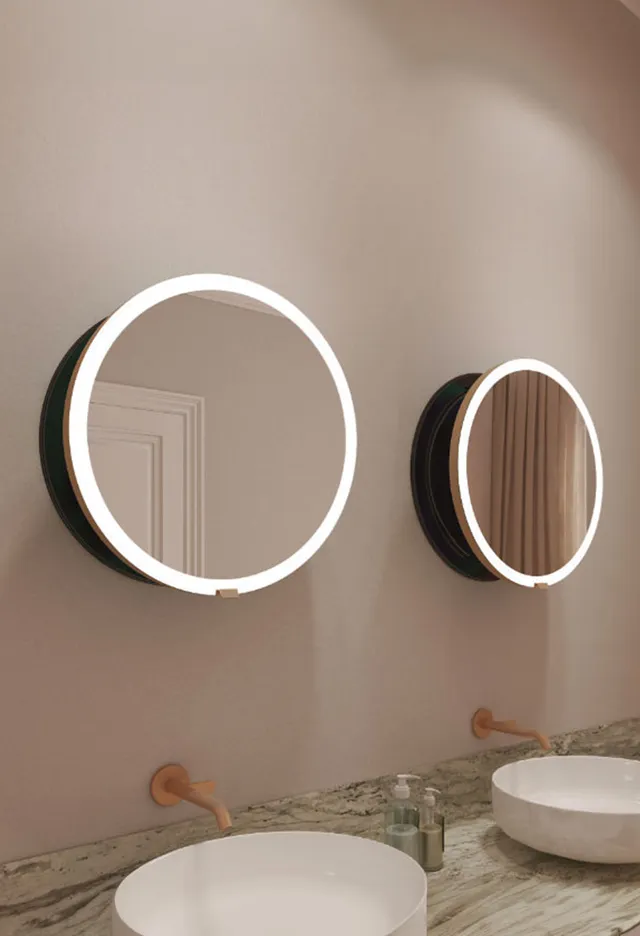 miior-mid-sun-miroir-led-rond-50-cm-coulissant-noir image 1