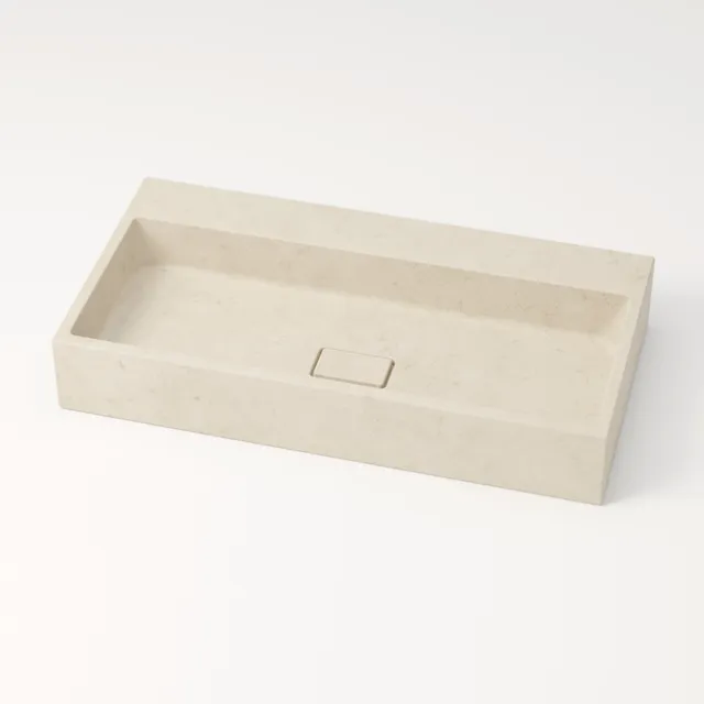 unique-habitat-aumar-vasque-rectangulaire-pierre-cr-me-80-cm-sans-percement image 1
