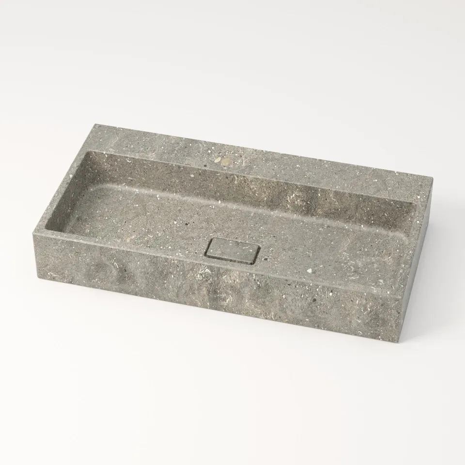 unique-habitat-aumar-vasque-80-cm-bleu-gris-sans-percement image 1