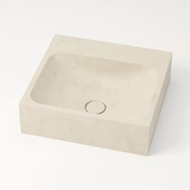 unique-habitat-serre-pon-on-vasque-pierre-44-cm-cr-me-sans-percement image 1