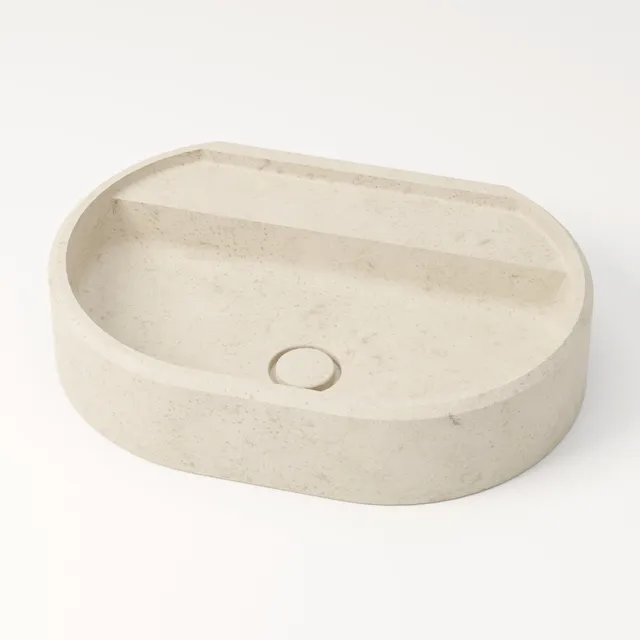 unique-habitat-salagou-vasque-ovale-pierre-cr-me-60-cm-sans-percement image 1