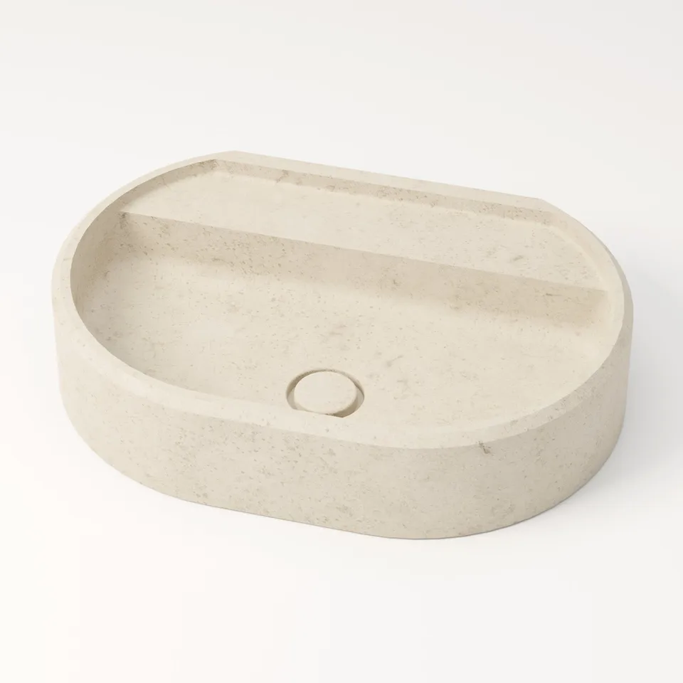 unique-habitat-salagou-vasque-ovale-pierre-cr-me-60-cm-sans-percement image 1